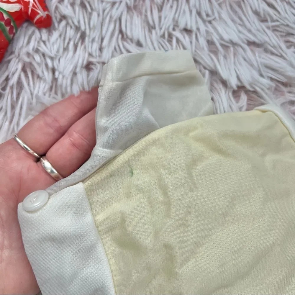 Vintage JC Penney’s ToddleTime Yellow Off White Romper Boy Sz 1/2 14-18 Lbs 6 Mo